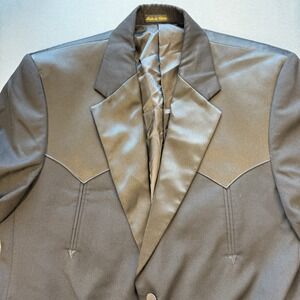 Circle S Mens Size 46L Tuxedo Jacket Western‎ Dinner Blazer Satin Panels Black